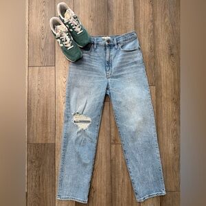 Madewell Women’s The Perfect Vintage Straight Blue High-Rise Distressed Jeans 30